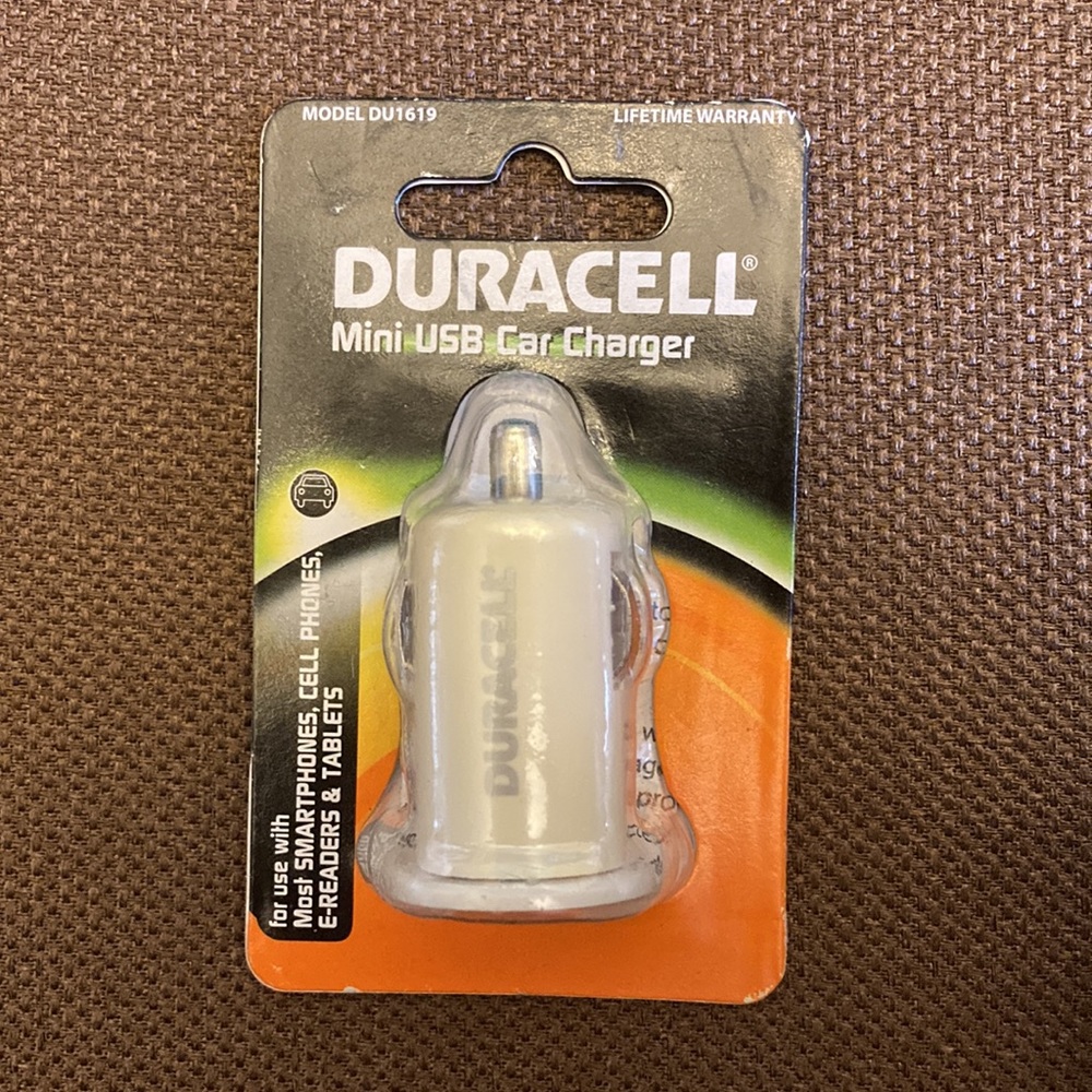 ⚜️White Duracell Mini USB Car Charger! NWT!